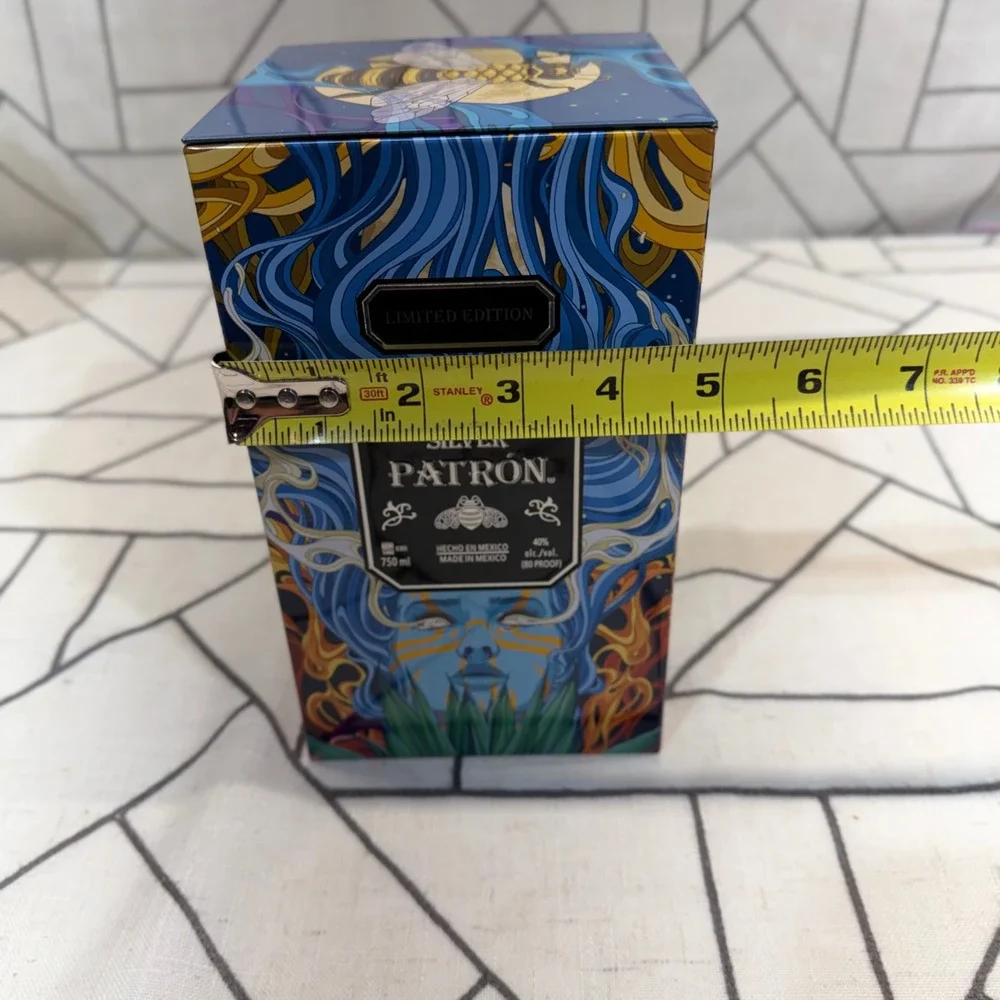 Patron Silver Tequila Limited Edition Tin Tavo Montañez Blue Aztec Art 750ml